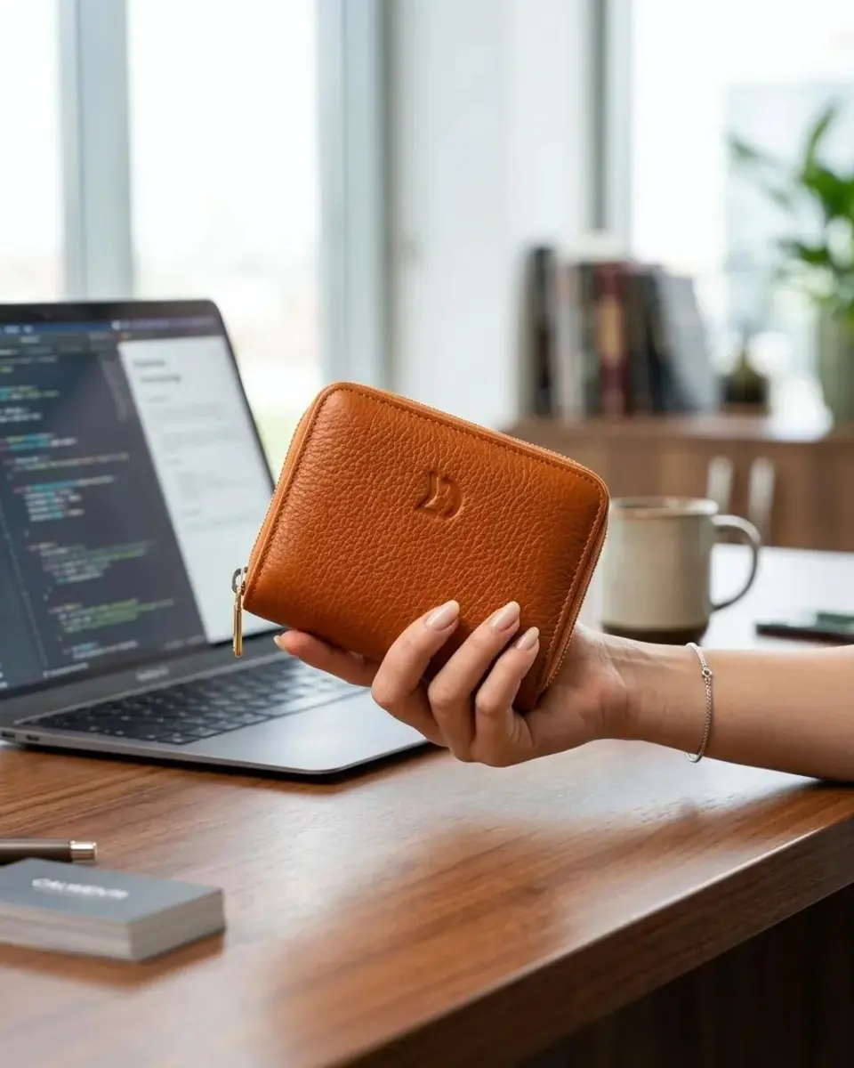 Fermuarlı Kompakt Deri Cüzdan - ürün odaklı görünüm